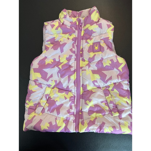 Spyder Other - Spyder Kids Puffer Vest 2T Purple‎ Yellow Star Print Lightweight Zip Front